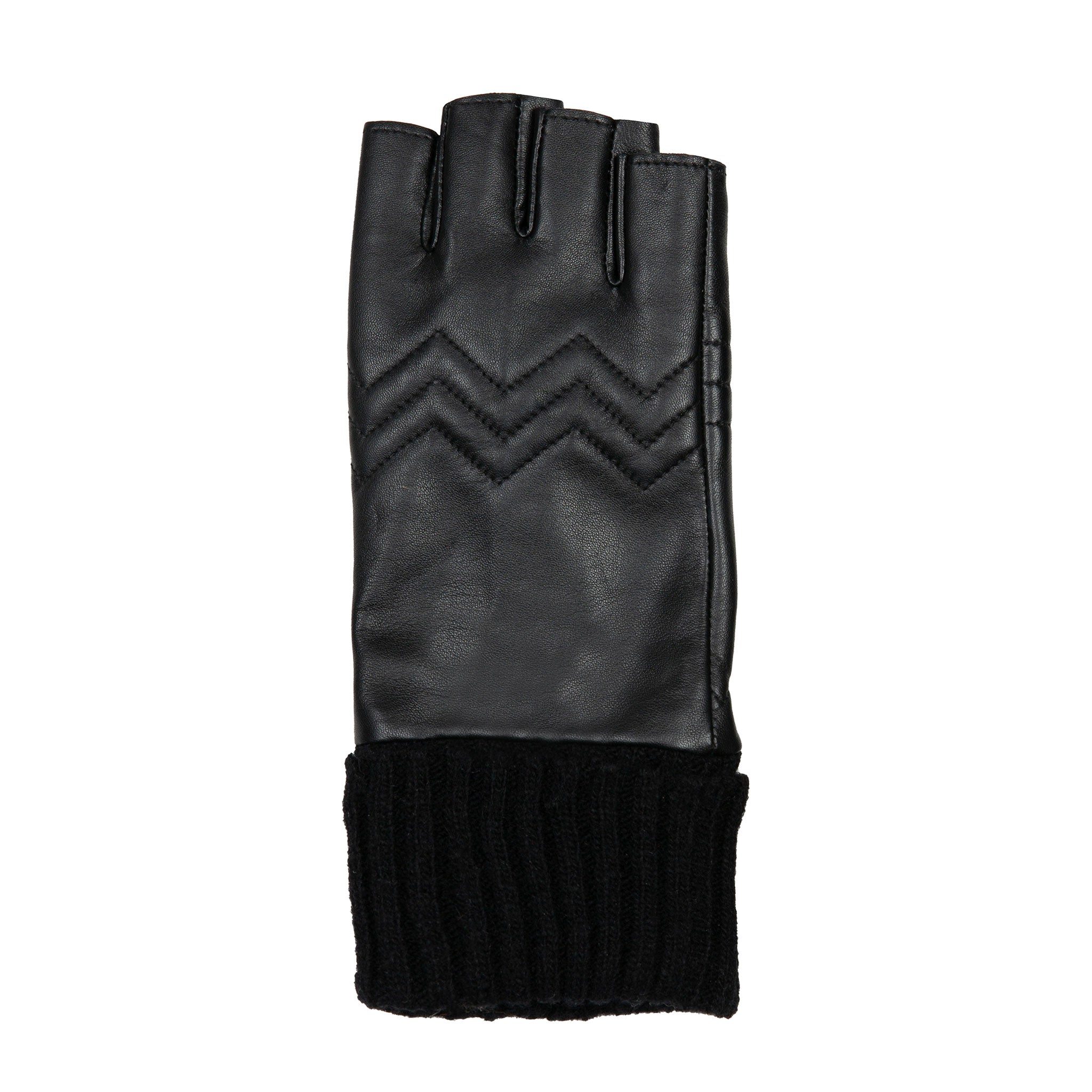 handschuhe damen vorne offen Damen fingerlose Lederhandschuhe mit Fleece-Futter und gestepptem Chev