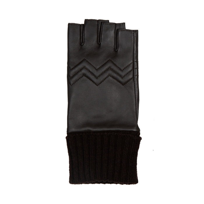 fleece handschuhe fingerlos Damen fingerlose Lederhandschuhe mit Fleece-Futter und gestepptem Chev