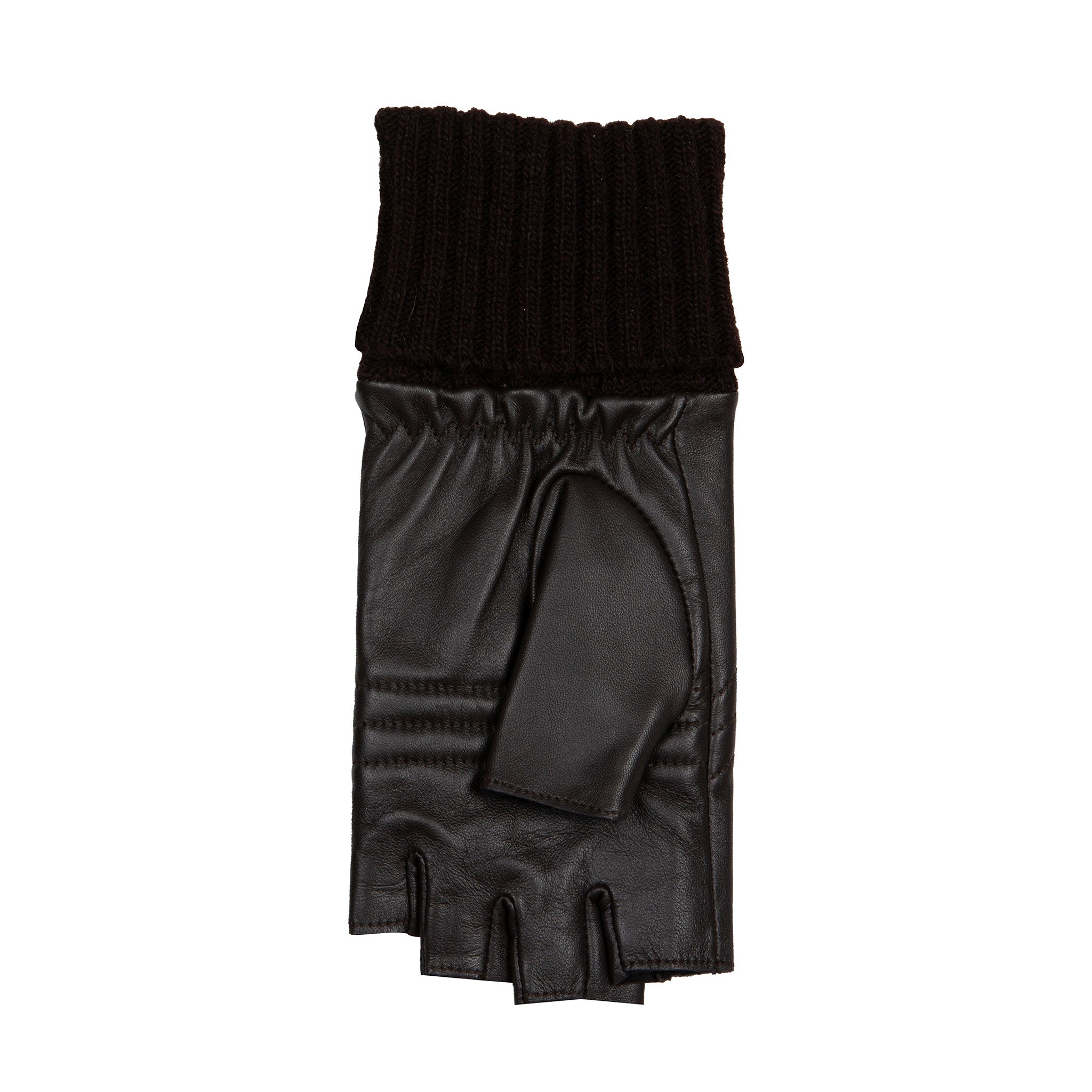 fingerlose handschuhe damen fleece Damen fingerlose Lederhandschuhe mit Fleece-Futter und gestepptem Chev