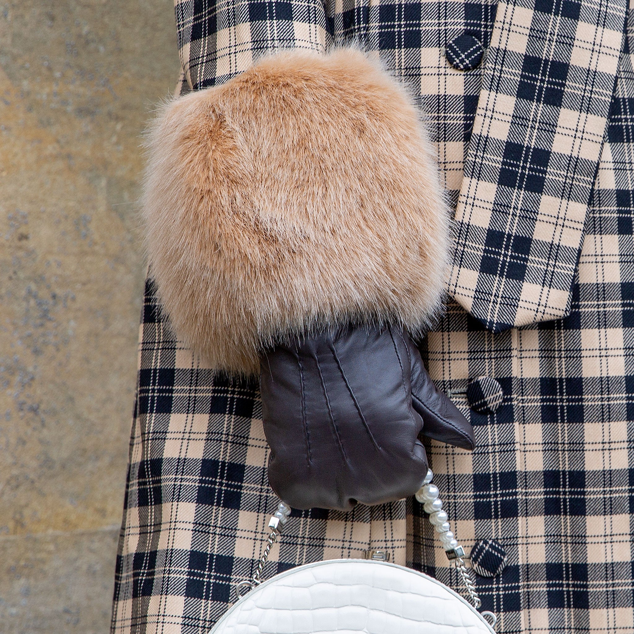 Mittens with fur sale trim