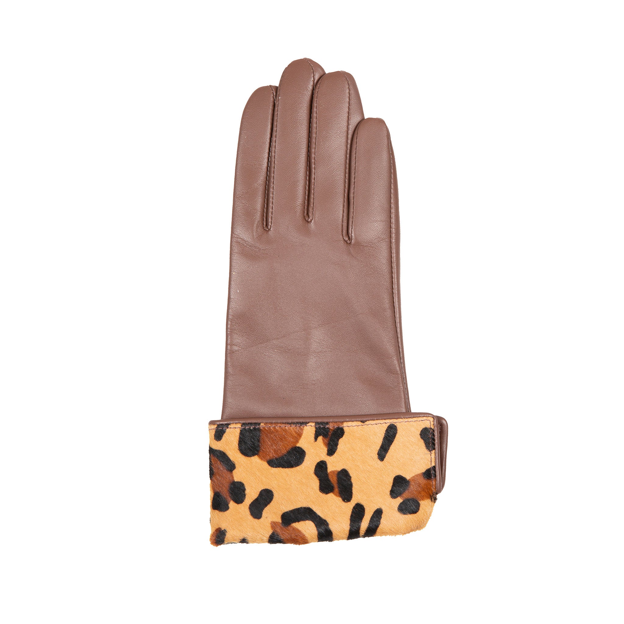 leoparden handschuhe Damenlederhandschuhe mit Ponyskin-Leopardenmuster-Bündchen