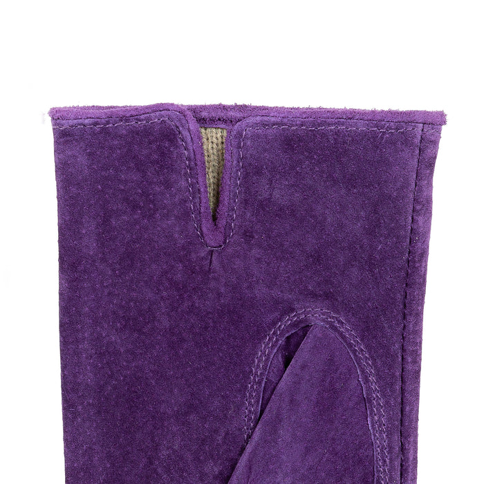 Women's Lined Suede Gloves in Amethyst Left Cuff