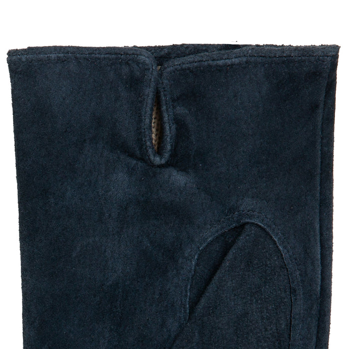 Women's Lined Suede Gloves in Navy Left Cuff