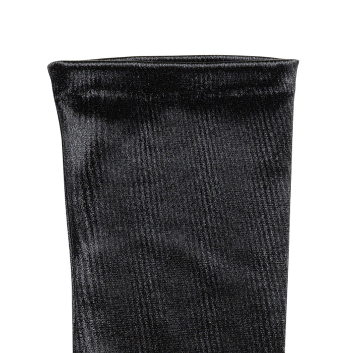 Women's long above-elbow satin gloves in black - cuff of the glove