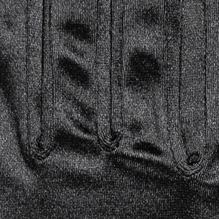 Women's long opera satin gloves in black - stitching in between fingers