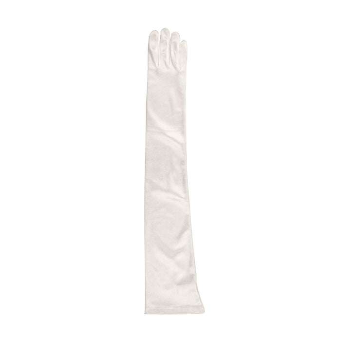 Women's long opera satin gloves in ivory - single glove