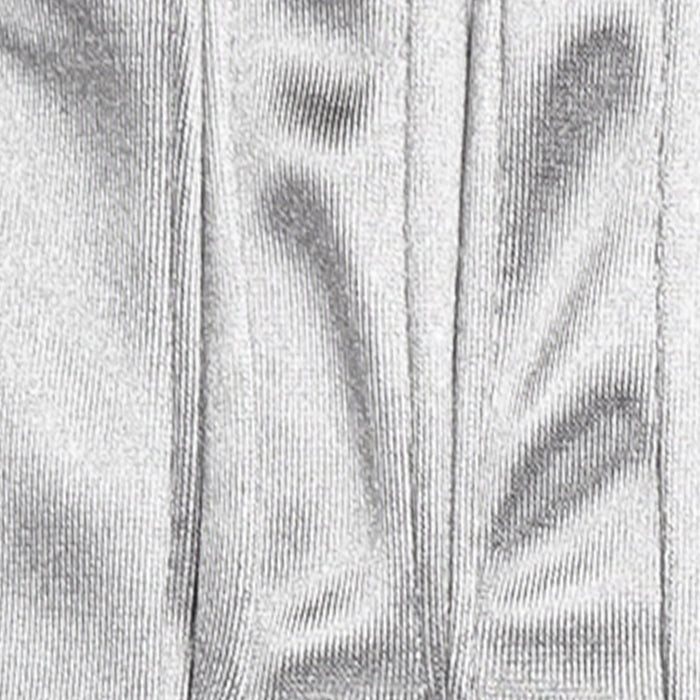 Women's long opera satin gloves in silver grey - stitching between fingers