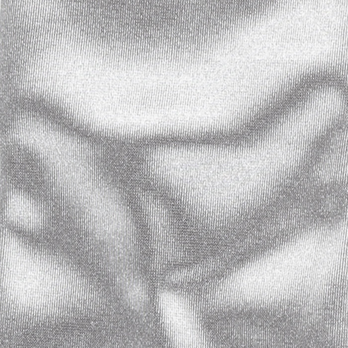 Women's long opera satin gloves in silver grey - close up of the satin 