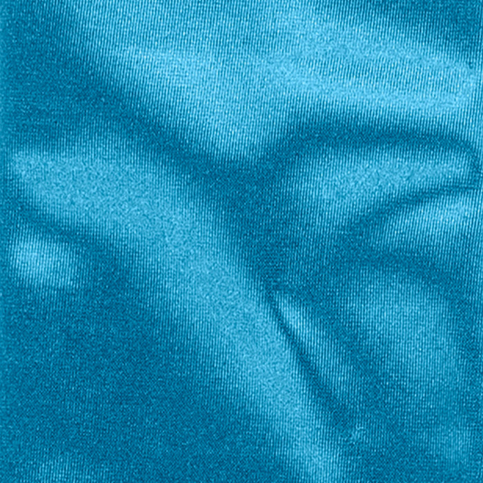 Women's long opera satin gloves in teal - close up of the material 