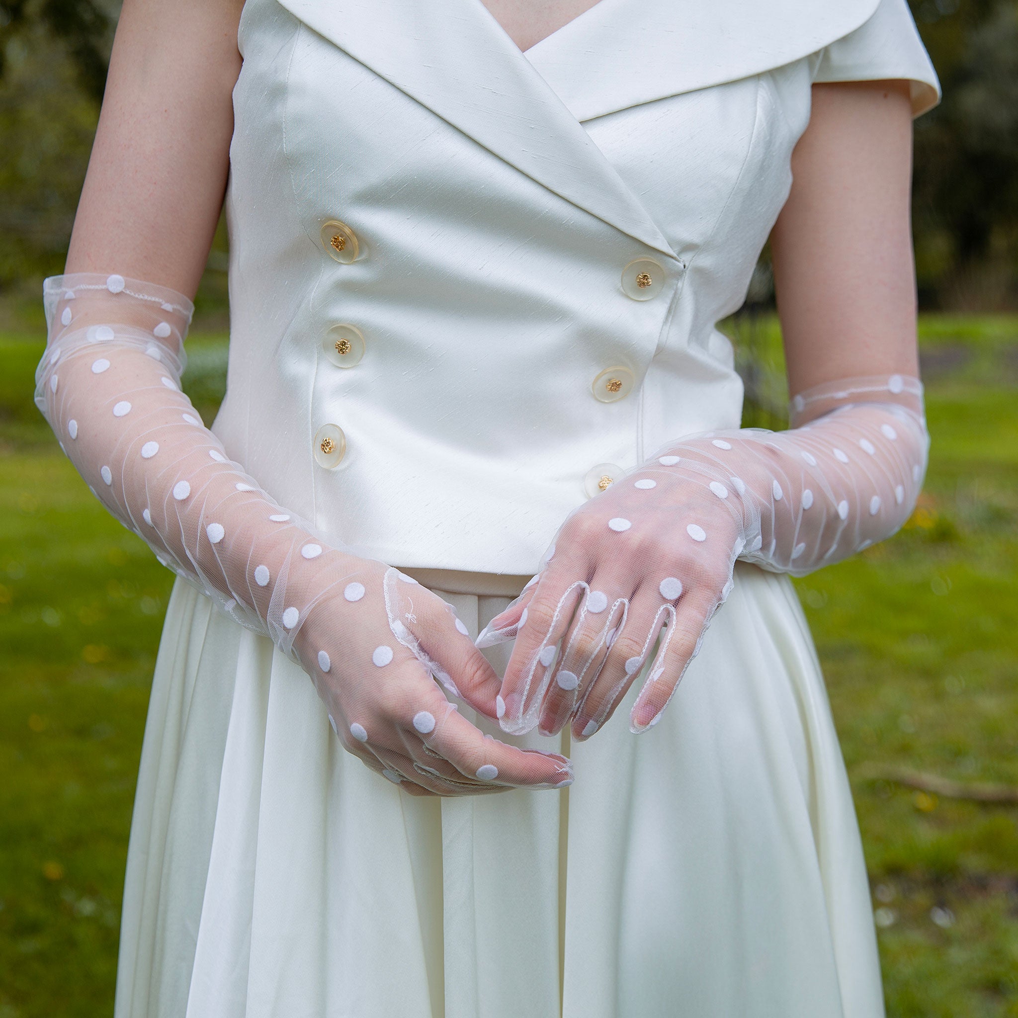 handschuhe tüll Lange Opera-Tüllhandschuhe für Damen