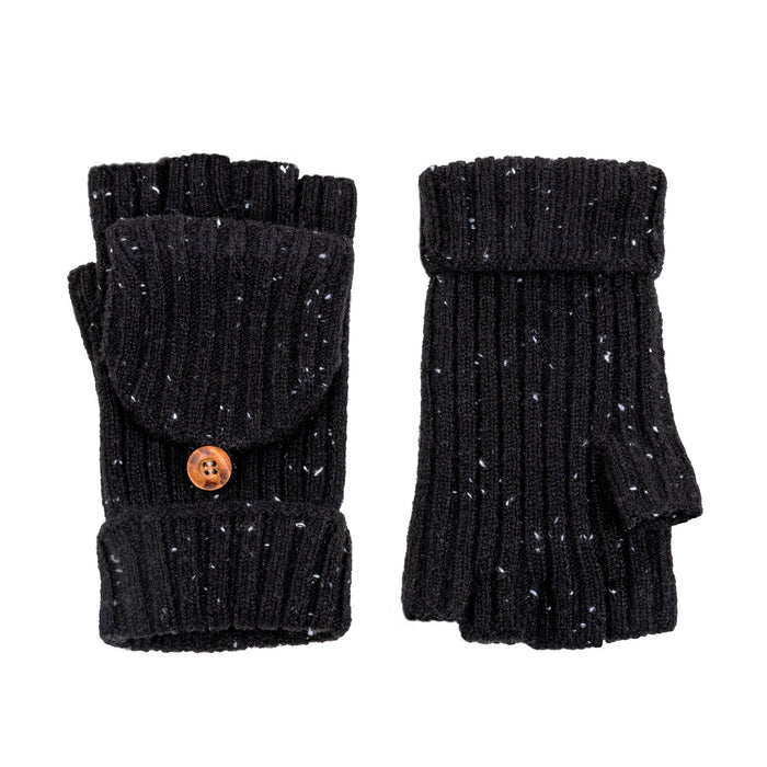 handschuhe fingerlos fäustling Damen Rippenstrick Fingerlose Handschuhe mit Fäustlingklappe