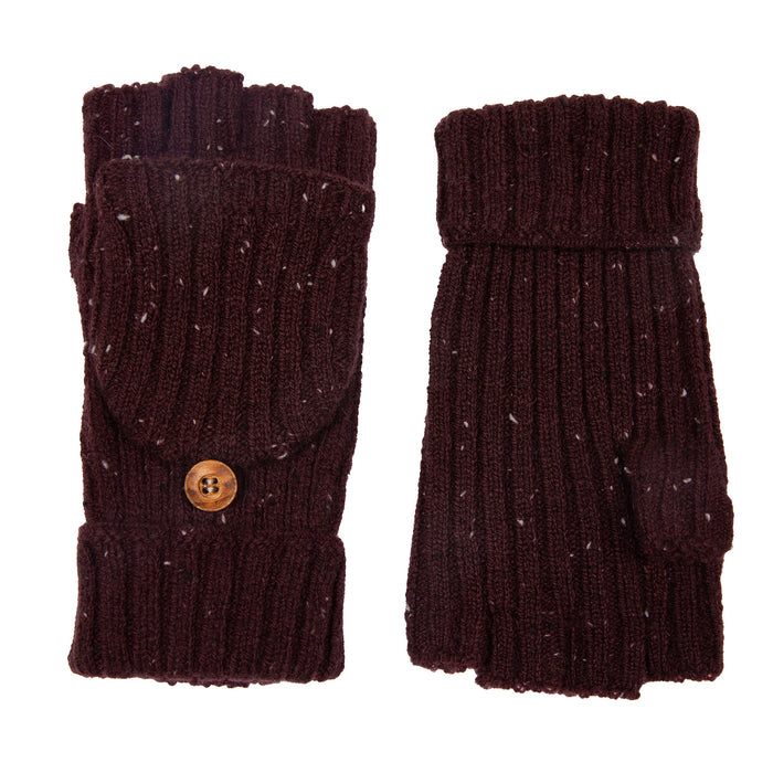 Damen Rippenstrick Fingerlose Handschuhe mit Fäustlingklappe