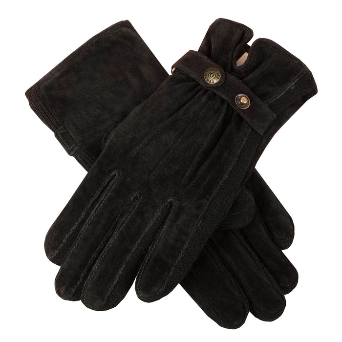Women's fleece-lined suede gloves in black