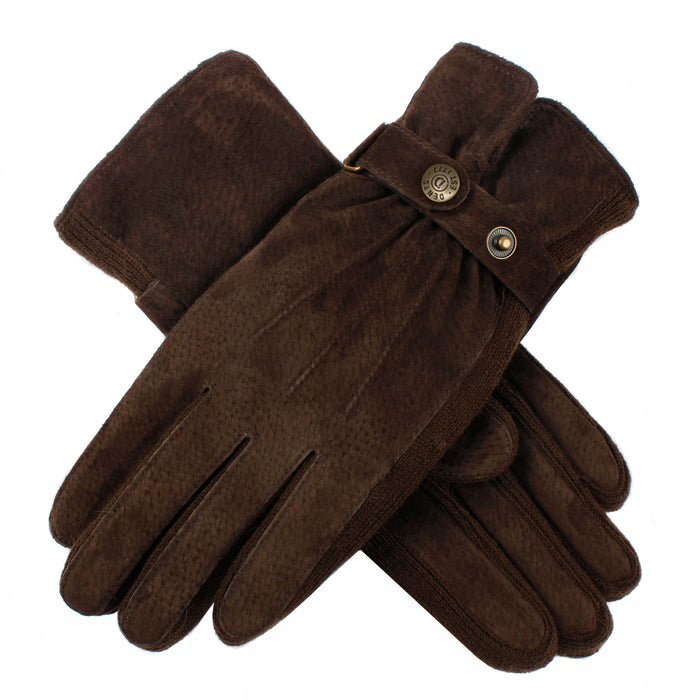 Women's fleece-lined suede gloves in mocca