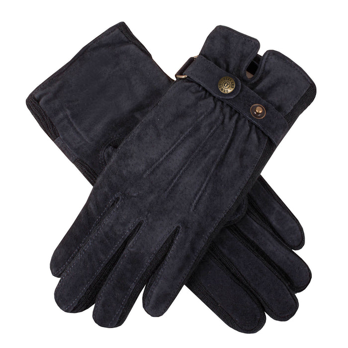 Women's fleece-lined suede gloves in navy