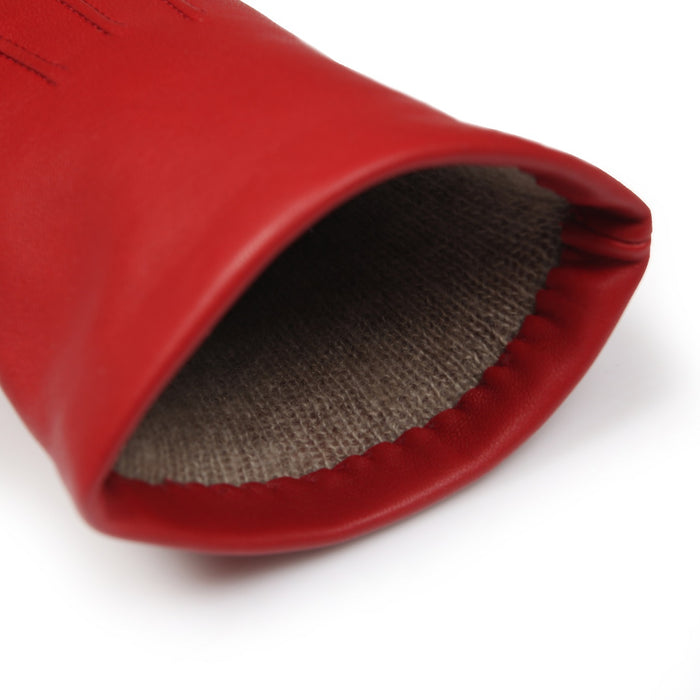 Women's Three Point Cashmere Lined Leather Gloves Berry open cuff