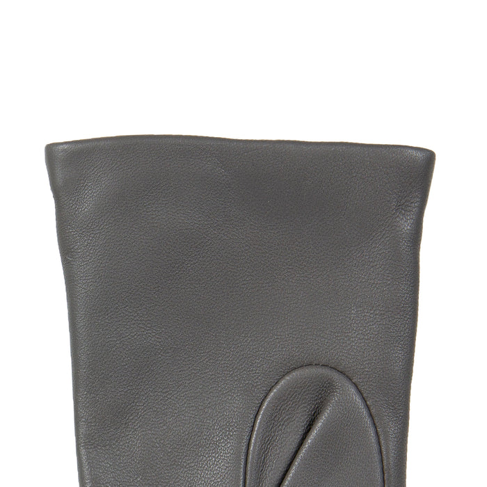 Women's Three Point Cashmere Lined Leather Gloves Charcoal left cuff