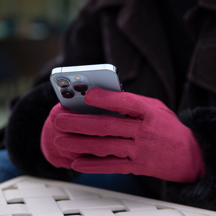 tastatur handschuhe Damen-Touchscreen-Handschuhe aus Wildlederimitat mit Veloursfutter