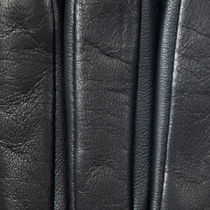 Women’s Touchscreen Three-Point Cashmere-Lined Leather Gloves with Buttons in Black fingers