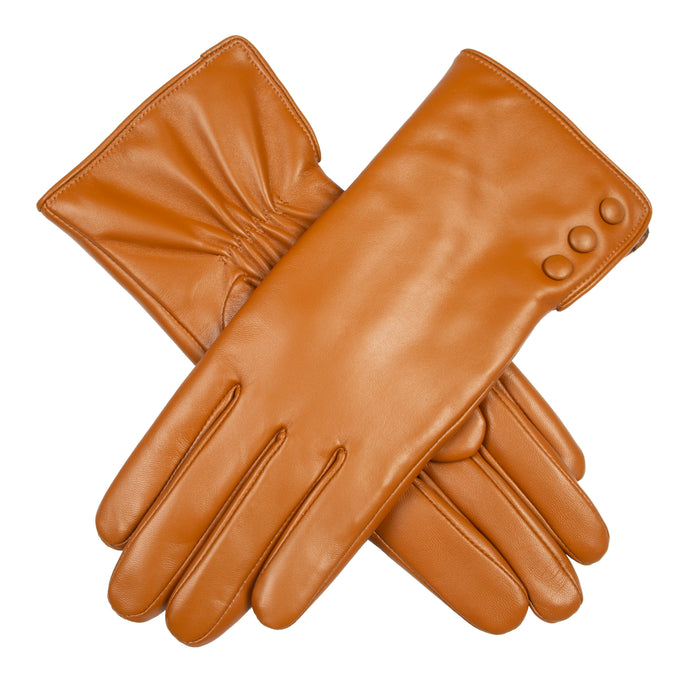 handschuhe damen wärmend Damen-Touchscreen-Wasserabweisende Lederhandschuhe mit Kunstpelzfutter und Knöpfen