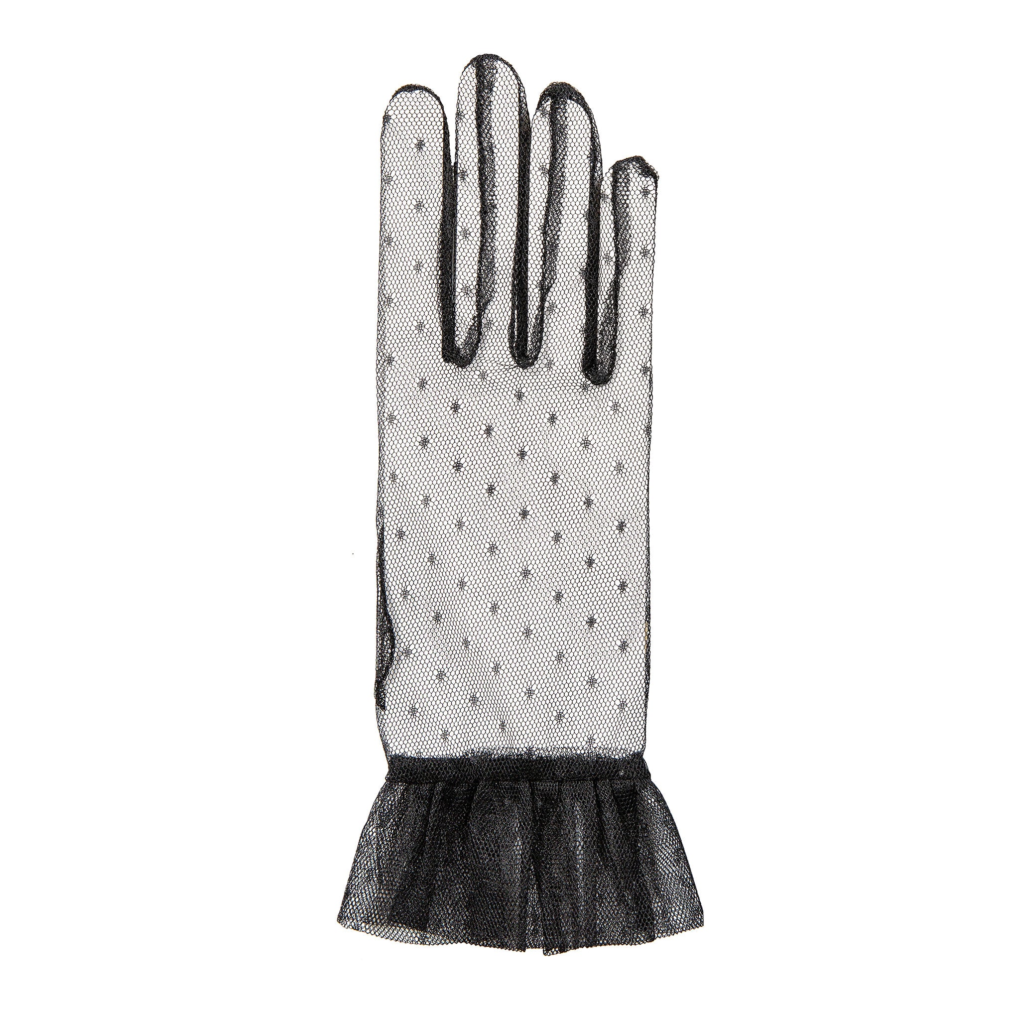 Damen-Handschuhe aus Tüll mit Rüschenbündchen