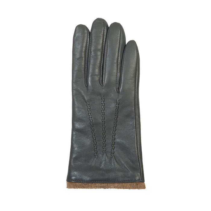 Women's Wool Lined Leather Gloves with Knitted Cuffs Dents