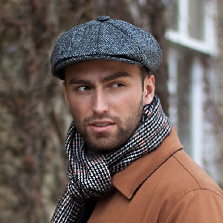 Men's Abraham Moon Herringbone Tweed Newsboy Cap | Dents