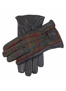 Men's Heritage Cashmere-Lined Harris Tweed and Leather Gloves
