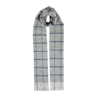 Men’s Windowpane Check Lambswool Scarf with Tassels