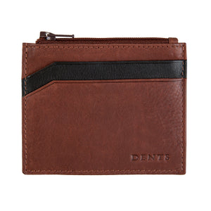 ZIPPED CARD HOLDER IN SMOOTH LAMBSKIN - TAN