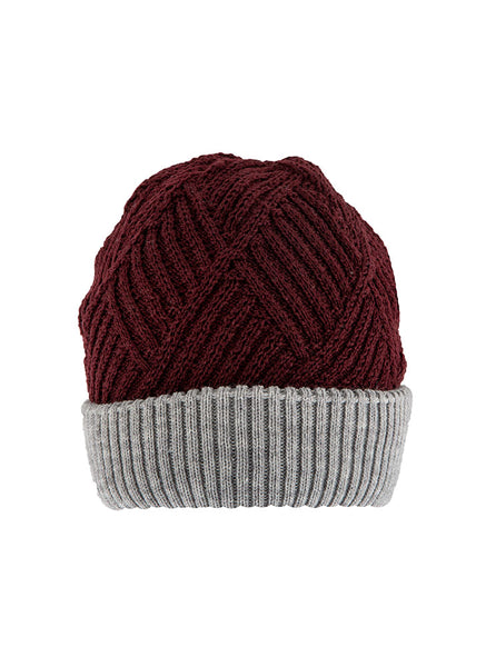 Women’s Patchwork Cable Knit Beanie Hat