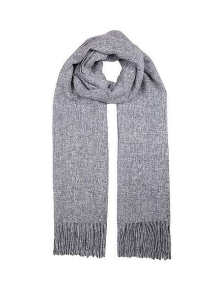 Women's Plain Tweed-Effect Midweight Scarf with Tassels