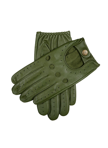 Men's leather driving gloves in Lincoln green 