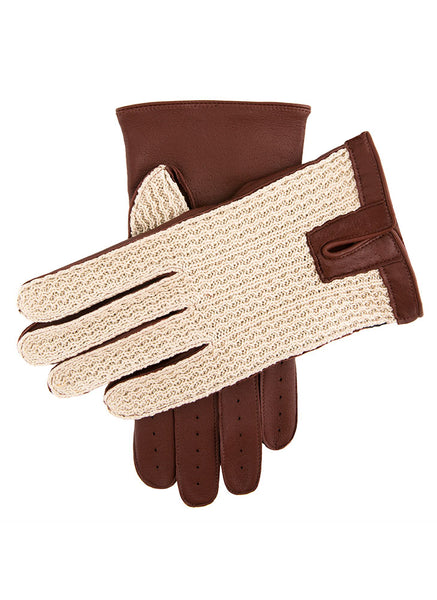 Men’s Crochet-Back Imitation Peccary Leather Driving Gloves