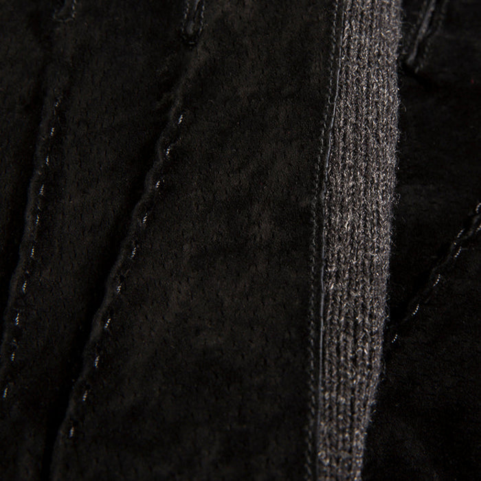 Men's Three Point Fleece Lined Suede Gloves Black Charcoal closeup