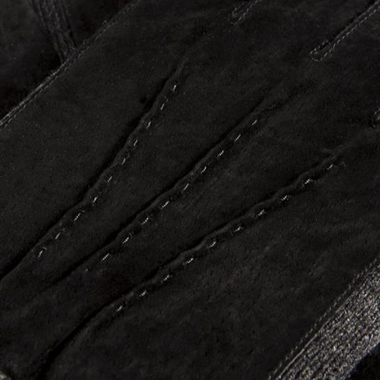 Men's Three Point Fleece Lined Suede Gloves Black Charcoal back hand