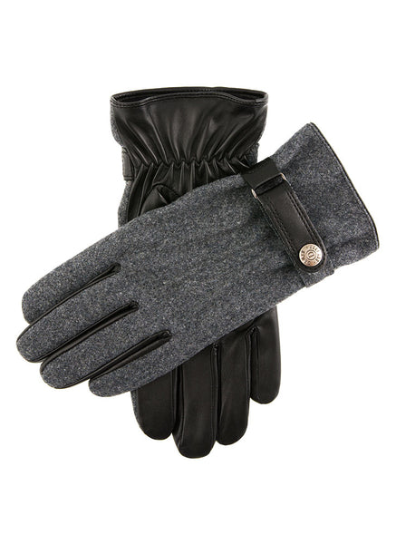 Men's Three-Point Fleece-Lined Flannel and Leather Gloves