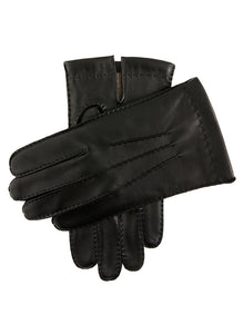 Men's Touchscreen Handsewn Three-Point Cashmere-Lined Leather Gloves