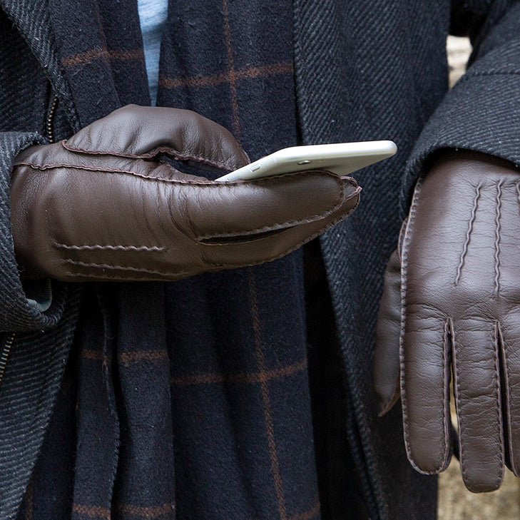 handschuhe männer handy Herren Cashmere gefütterte Touchscreen Lederhandschuhe
