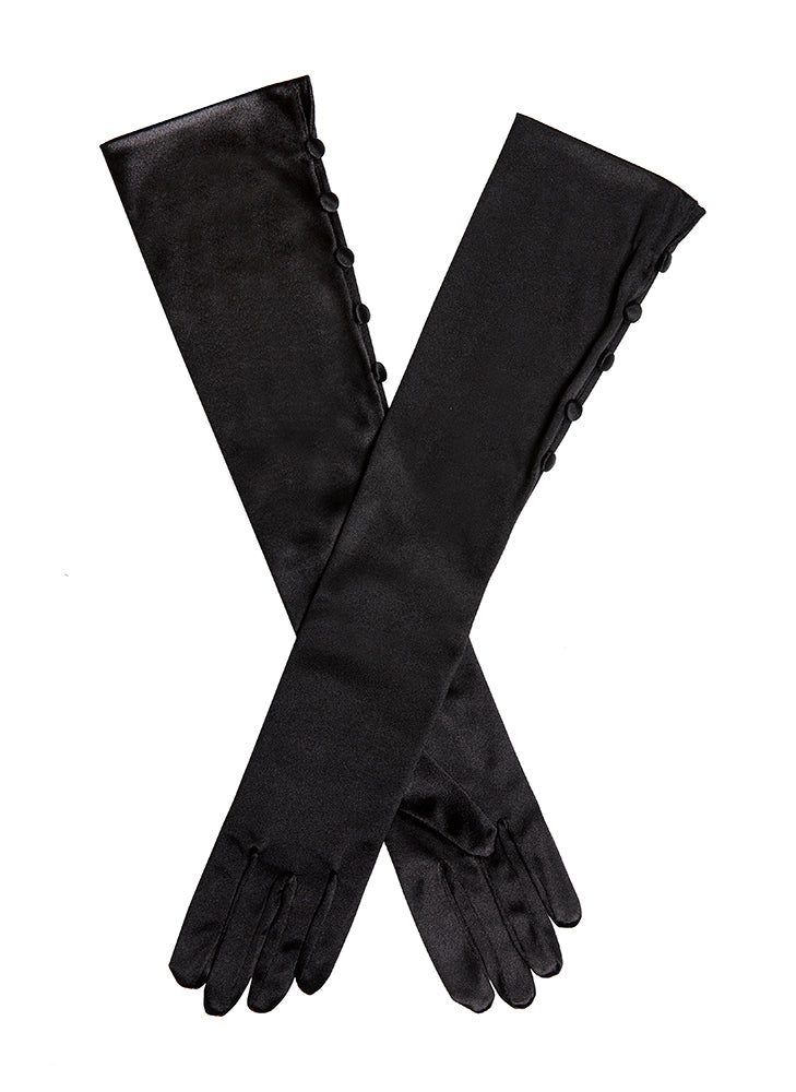 lange schwarze satin handschuhe Lange Satin-Handschuhe für Damen mit Knöpfen