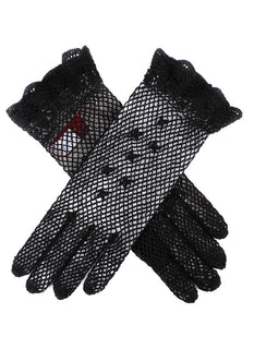 Women's cotton crochet gloves in Black