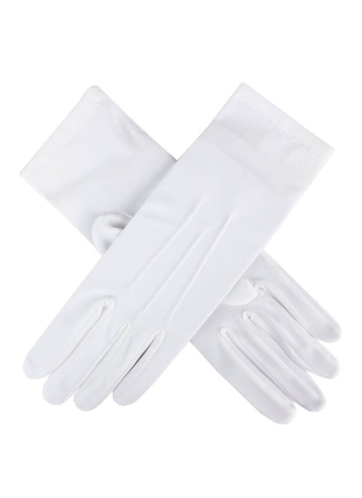 Women's Three-Point Matt Satin Gloves in ivory