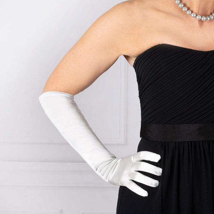handschuhe ellenbogenlang Lange Satin-Abendhandschuhe für Damen