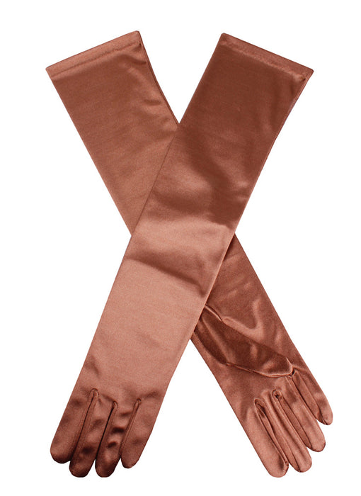 Women's bronze Long Gloves Above-Elbow in Satin 