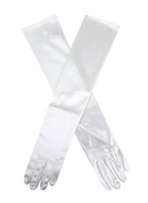 Women's Long Above-Elbow Satin Gloves in Ivory