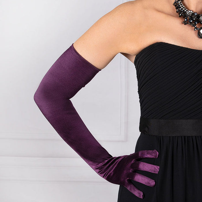 Damen Lange Vollständige Satin Abendhandschuhe