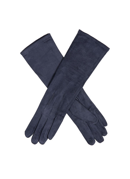 Women’s Touchscreen Long Below-Elbow Velour-Lined Faux Suede Gloves