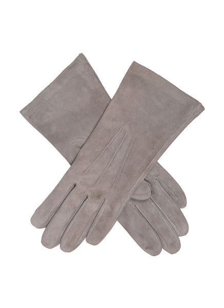 Women's Three-Point Silk-Lined Lamb Suede Gloves
