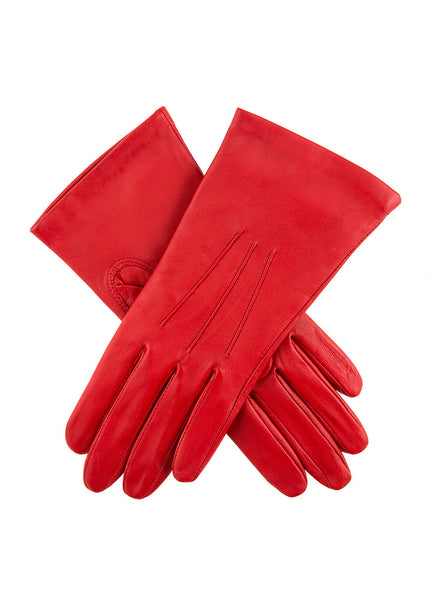 Women's Three-Point Silk-Lined Leather Gloves
