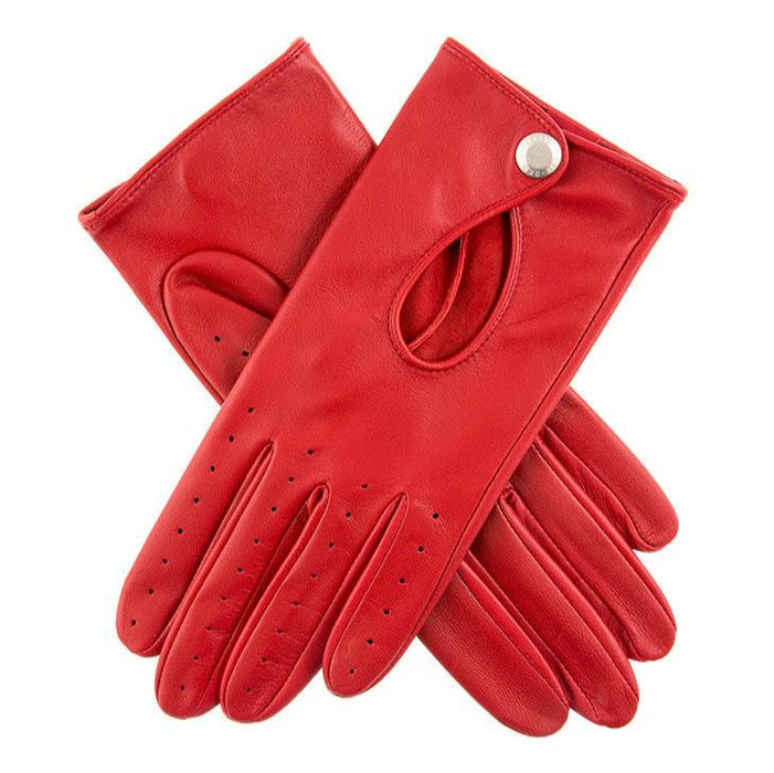Women's Lined Leather Driving Gloves Berry